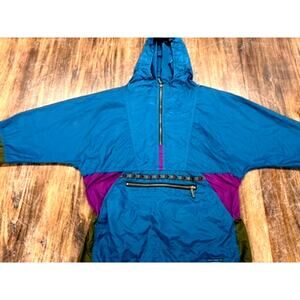 Vintage!!,Tri-Color Windbreaker,USA,Size L,Y2K,Kangaroo‎ Pocket,Axtec,Hooded